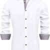 J.VER Men's Dress Shirts Long Sleeve Business Regular Fit Wedding Work Non Iron Shirt S-6XL