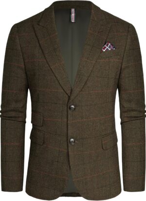 PJ PAUL JONES Men's Vintage Herringbone Tweed Blazers British Wool Blend Sport Coat Jacket