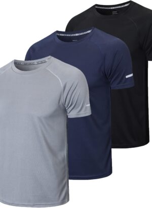 Gaiatiger 3 Pack Mens T-Shirts Quick Dry Short Sleeve T-Shirts Moisture Wicking Active Athletic Running Tops Men Work Shirts