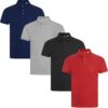 True Face 4 Pack Mens Tshirts Polos Pique Tipping Pocket Collar Buttoned Regular Fit Top