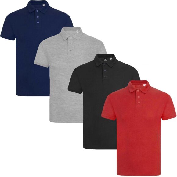 True Face 4 Pack Mens Tshirts Polos Pique Tipping Pocket Collar Buttoned Regular Fit Top
