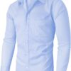 siliteelon Mens Shirts Non Iron Plain Men's Long Sleeve Regular Fit Stretch Dress Business Formal Shirt