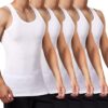 FALARY Mens Vest Tops Pack of 5 Tank Tops Fitted 100% Cotton