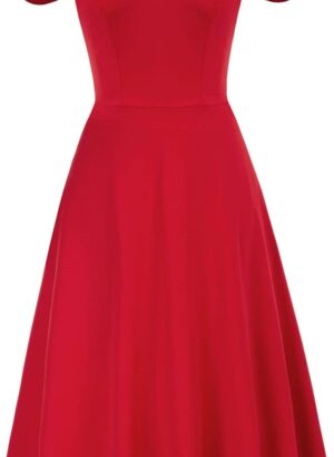 GRACE KARIN Women Cold Shoulder Party Dress V-Neck High-Low Hem Flared A-Line Dress