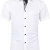 J.VER Men's Short Sleeve Dress Shirt Stretch Iron Free Regular Fit Business Casual Button Down Shirts