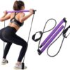 MYYINGELE Pilates Bar Kit, Exercise Resistance Band for Home Gym Workout, Portable Anti-Slip Pilates Stick Elastic Rope Foot Loops for Indoor Yoga Muscle Stretch