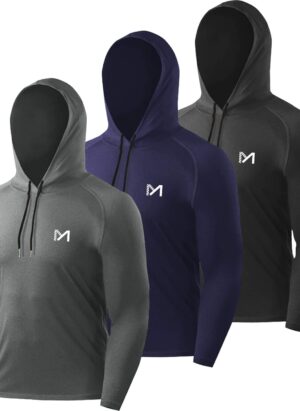 MEETYOO Men Hoodie Sweatshirt Pullover Long Sleeve Top Gym Running SportShirt Drawstring Sport for Fitness Workout