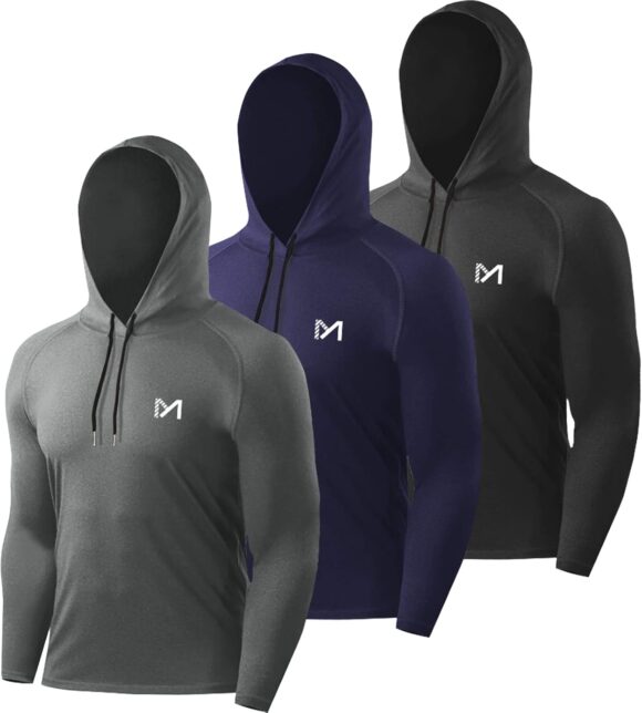 MEETYOO Men Hoodie Sweatshirt Pullover Long Sleeve Top Gym Running SportShirt Drawstring Sport for Fitness Workout