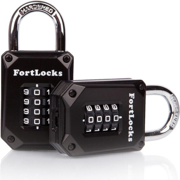 2-Pack Combination Padlocks | 4-Digit Padlocks with Code | Gym Padlock | Locker Padlock | Weatherproof Lock | for Indoor and Outdoor Use | Cut-Proof, Heavy-Duty, Hardened Steel | Black