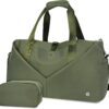 20" Gym Bag Duffel Bag with Wet Pocket and Shoes Compartment Portable Overnight Weekender Bag Travel Bag Yoga Bag for Women (Green)