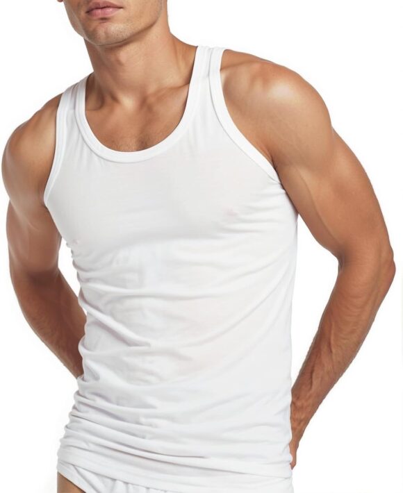 3 Men's 100% Cotton Interlock Vests Tops – Stay Comfortable with Classic Fitted – Everyday Wear, Sports, Gym and Yoga