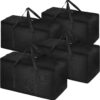 4 Pack Extra Large Travel Duffle Bag, Foldable Waterproof 600D Oxford Cloth Heavy Duty Holdall Bags for Men Women, Strong Moving Boxes for House, Luggage Bags 96L (Black)