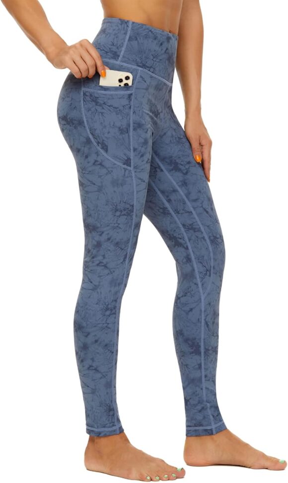 AMYTIS High Waisted Gym Leggings for Women UK,Stretch Soft Yoga Pants for Women, Tummy Control Workout Sports Exercise Running Leggings with Pockets