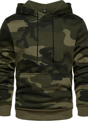 AOTORR Mens Hoodies Pullover Camo Hooded Sweatshirt Patchwork Top Long Sleeve Hoody Casual Tops with Pockets