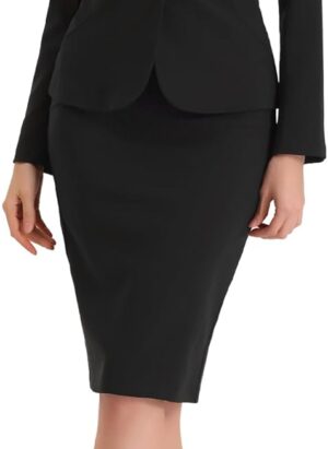 Allegra K Women's 2 Piece Suit Skirt Set Business Casual Long Sleeve Blazer and Pencil Skirt