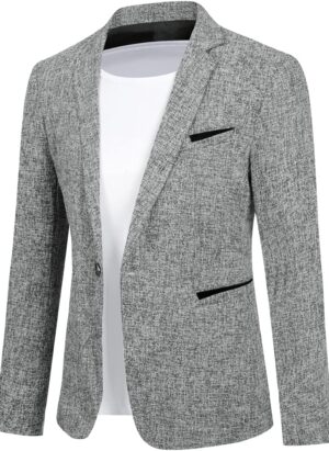 Allthemen Mens Casual 1 Button Blazer Slim Fit Blazer Jacket Lightweight Suit Jackets