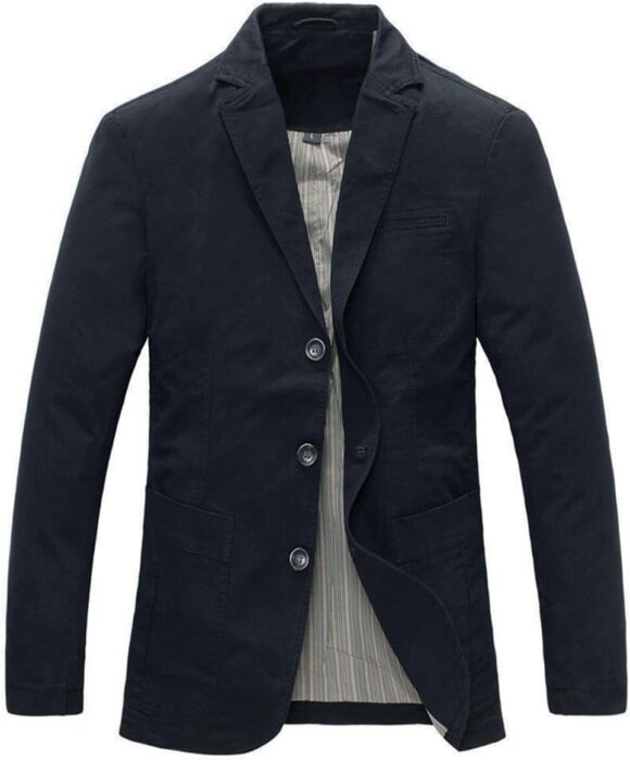 Allthemen Mens Casual Blazer Slim fit Long Sleeve Jacket Washed Cotton 3-Button Casual Suits Blazer Jackets