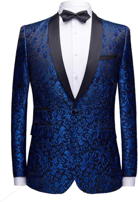 Allthemen Men's Luxury Casual Blazer Slim Fit Paisley Floral Jacquard Suit Jackets Stylish Coats Chic Jackets