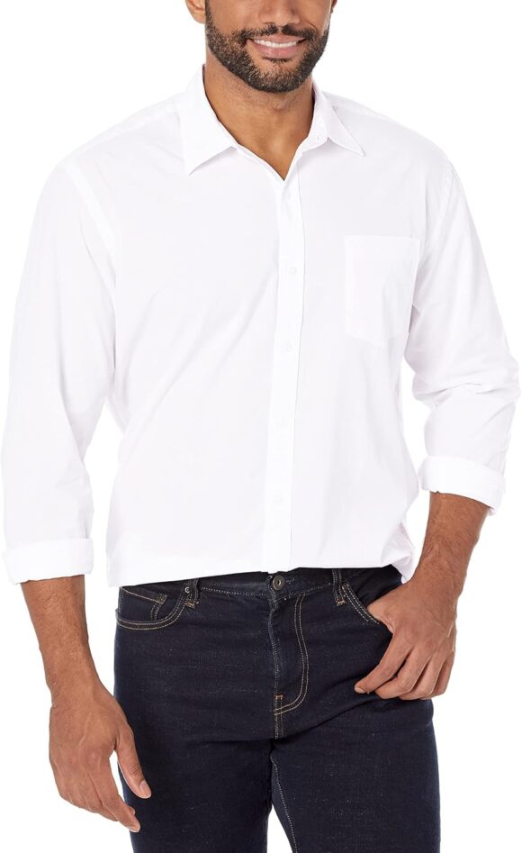 Amazon Essentials Men's Regular-Fit Long-Sleeve Casual Poplin Shirt