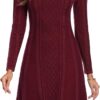 Aottori Winter Jumper Dress for Women UK Round Neck Knitted Sweater Dresses Ladies Long Sleeve Bodycon Casual Party Tunic Dresses