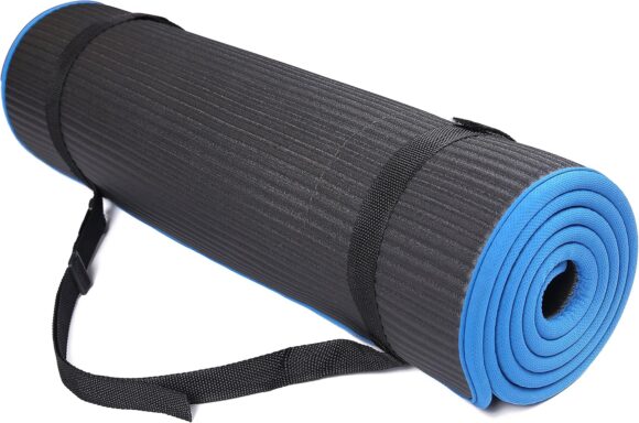 BalanceFrom GoFit All-Purpose 10mm Extra Thick High Density Anti-Slip Exercise Pilates Yoga Mat with Carrying Strap