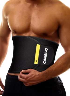 CAMBIVO Waist Trainer Men Women, Waist Trimmer Sweat Belt, Adjustable Stomach Sauna Back Support for Workout, Running, Gym, Improves Core Stability, Increases Perspiration