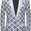 CARFFIV Men Sequin Shiny Stereoscopic Pattern Prom Suit Jacket One Button and Blazers Tuxedo for Wedding Banquet