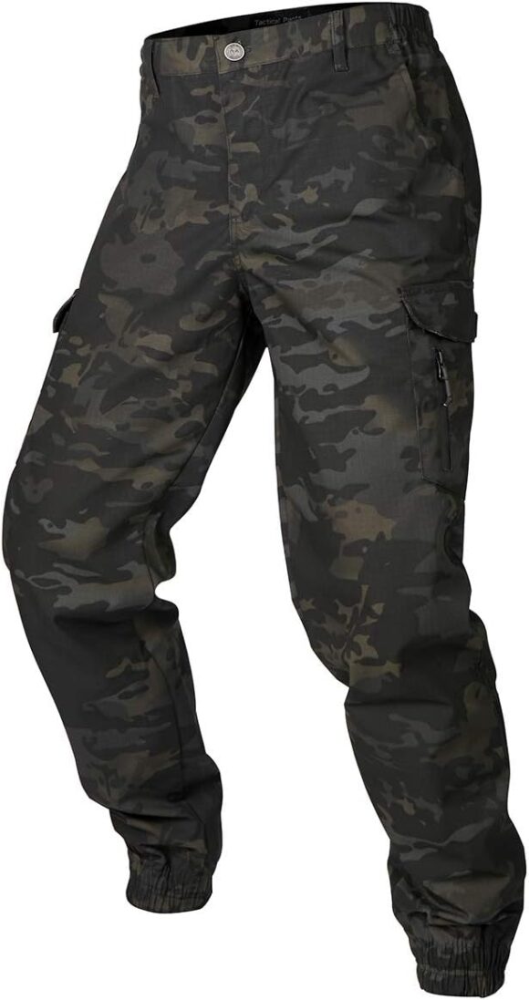 CARWORNIC Men's Camouflage Tactical Pants Waterproof Lightweight Ripstop Outdoor Hiking Tapered Cargo Pants