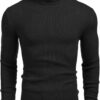 COOFANDY Men's Jumpers Turtle Neck Ribbed Knitted Jumper Long Sleeved Causal Slim Fit Sweater Pullover