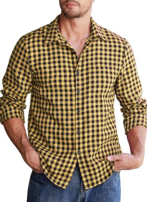 COOFANDY Men's Plaid Shirts Long Sleeve Regular fit Flannel Shirt Button Down Casual Checked Outdoor Shirts for Men