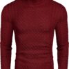 COOFANDY Mens Turtleneck Sweater Casual High Roll Neck Jumper Slim Fit Solid Color Knit Sweater Warm Turtleneck Pullover Winter Jumper