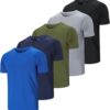 Cimic 5/3 Pack Running Top Men Casual Crew Neck Shirts Workout Plain Quick Dry Gym Top Moisture Wicking Active Athletic Shirts Short Sleeve Sport Tops