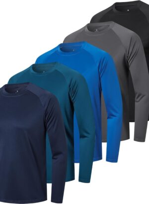 Cimic Mens Long Sleeve T Shirt Gym Sports Quick Dry Breathable Tops Running Lightweight Outdoor Workout Long Sleeve T-Shirts