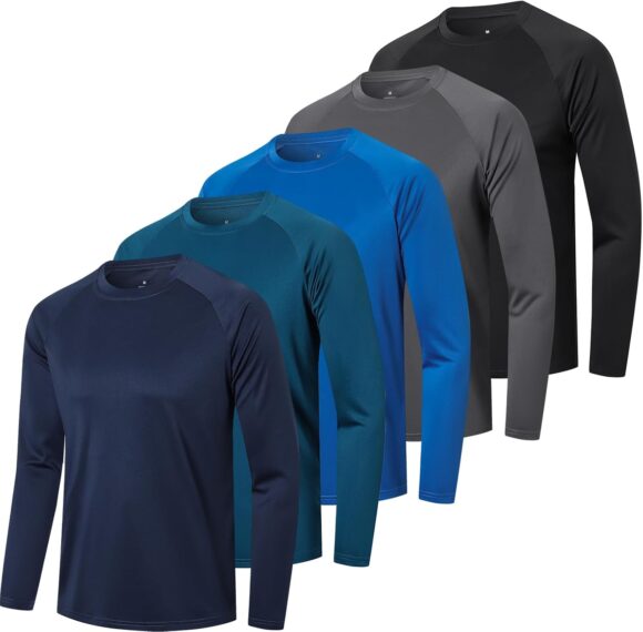 Cimic Mens Long Sleeve T Shirt Gym Sports Quick Dry Breathable Tops Running Lightweight Outdoor Workout Long Sleeve T-Shirts