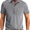 Comilaka Men's Short Sleeve Casual Polo Shirts Classic Button Contrasting Colors T- Shirts with Pocket Stylish Tops