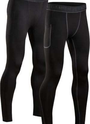 DANISH ENDURANCE Compression Tights, Running, Gym & Workout, Quick Dry, for Men, 2-Pack