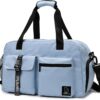 DBPBToU Gym Bag Womens Men, Gym Bag with Shoe Compartment, Hand Luggage Duffle Bag, Large Capacity Portable Foldable Travel Lightweight Waterproof Holdall Overnight Bag (Blue)