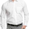 Double TWO Men's Dress Shirt Long Sleeve Business Casual Classic Fit Formal Shirt with Pocket