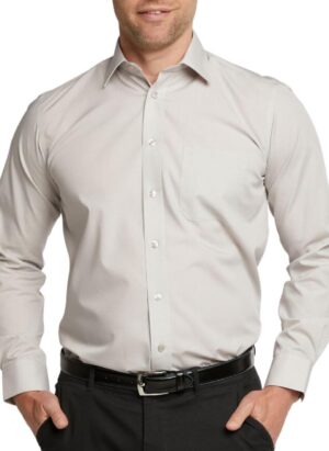 Double TWO Men's Shirt Long Sleeve Formal Cotton Rich Classic Fit Business Wedding Shirt (15"-23")