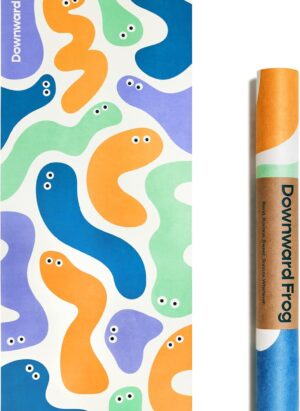 Downward Frog Children's Yoga Mat - Eco Friendly yoga, exercise and fitness mat for kids. Colourful, printed design. Foldable, lightweight & travel friendly. Natural Rubber, Vegan Suede Multi Purpose