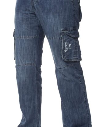 ENZO Mens Designer Cargo Combat Jeans Denim Pants All Waist Sizes