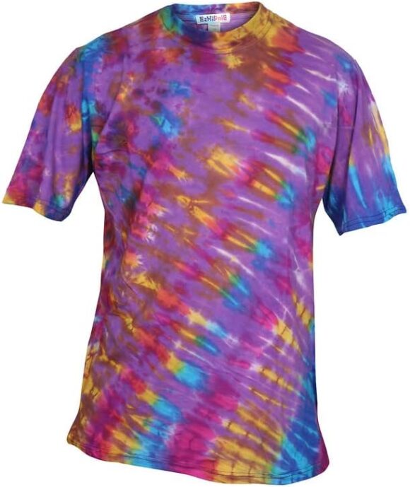 Ezhippie Mens Tie Dye T-Shirts Lightweight Cotton Festival Hippie Tops