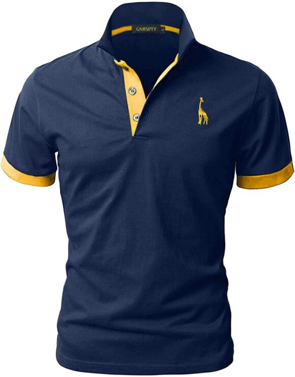 GNRSPTY Mens Short Sleeve Polo Shirts Classic Giraffe Embroidery Golf Tennis T-Shirt