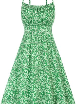 GRACE KARIN Women's Summer Spaghetti Straps Flared A-Line Mini Dress Ruched Sleeveless Floral Beach Dress