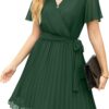 GRECERELLE Womens Summer Casual Wrap Dress Chiffon Cute Pleated Beach Tie Waist Dresses for Women