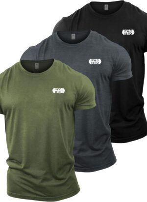 GYMTIER Men's Gym T-Shirt - 3 T-Shirt Bundle - Bodybuilding Training Top