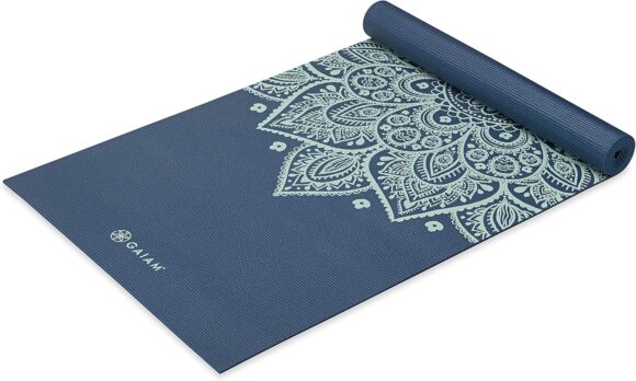 Gaiam Premium Printed Non-Slip Yoga Exercise Fitness Mat 5mm Thick Suitable for All Types of Yoga, Pilates and Floor Exercises (172 x 61 x 5 mm)