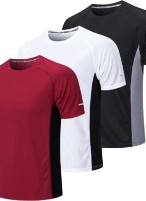 Gaiatiger 3 Pack Gym Shirts Men Quick Dry Running Tops for Men Breathable Sport T Shirts Moisture Wicking Workout Training Shirts Short Sleeve Tops