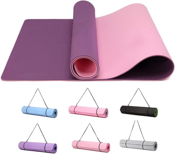 Good Nite Yoga Mat Exercise Fitness Mat Extra Thick Non-Slip Training Mats for Sports Pilates Gym Mats Floor Gym Resistance Mat with Carrying Strap 183 x 61 x 0.6 cm