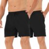 HOPLYNN Men's 2 Pack Running Shorts Lightweight Breathable Sports Gym Training Shorts with Drawstring and Zippered Pockets